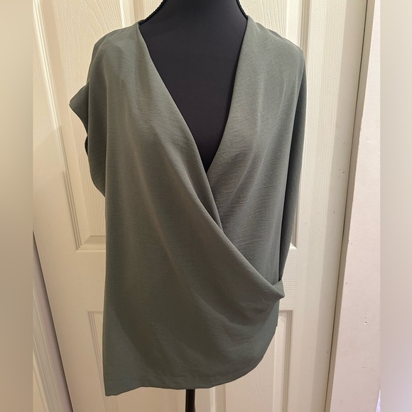 Zara Army Green Wrap Blouse, Size XL - Picture 7 of 7